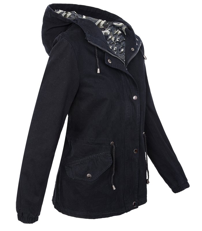 Damen Übergangs Jacke Damen Parka Windbreaker Kapuze D-278