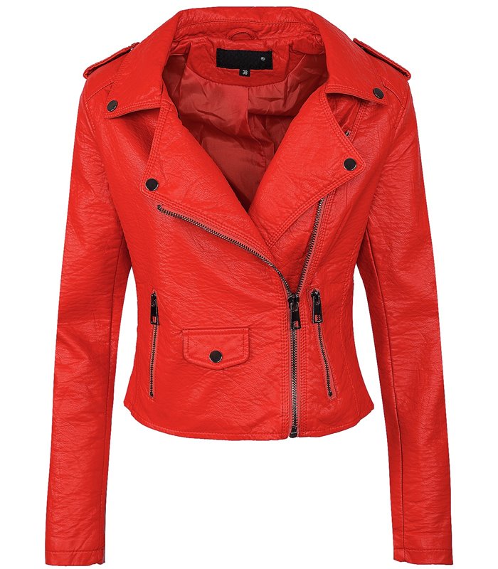 Damen Biker Kunstleder Jacke Damenjacke D-286