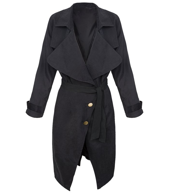 Damen Trenchcoat Mantel mit Wasserfallkragen D-302