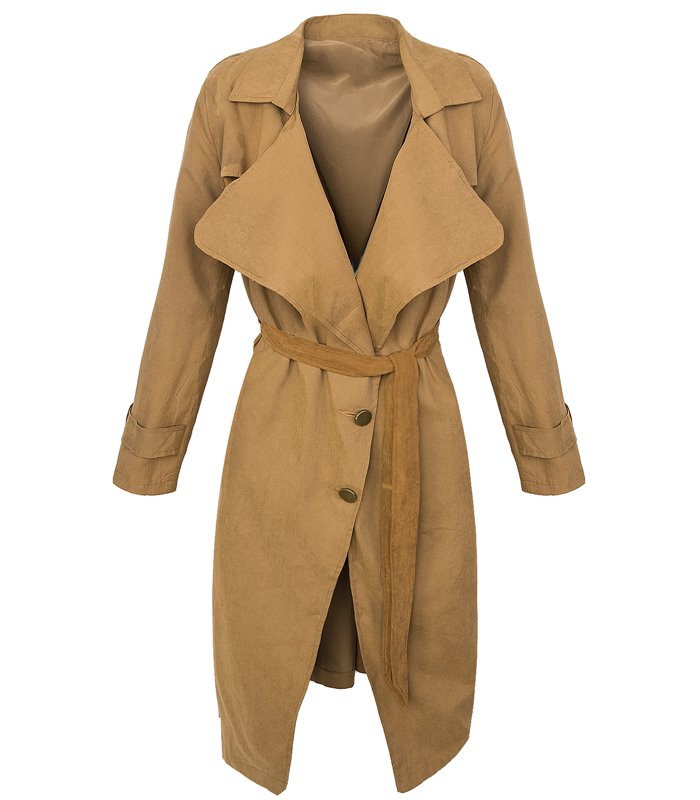 Damen Trenchcoat Mantel mit Wasserfallkragen D-302