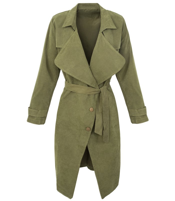 Damen Trenchcoat Mantel mit Wasserfallkragen D-302