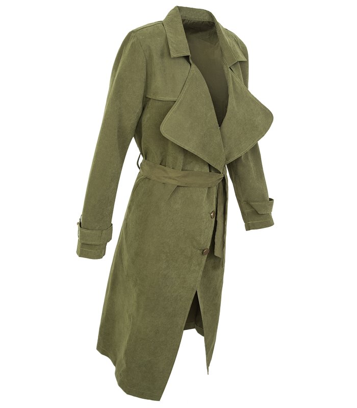 Damen Trenchcoat Mantel mit Wasserfallkragen D-302