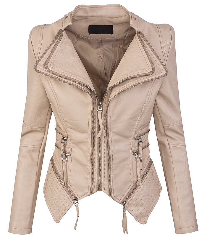 Damen Kunstleder Jacke Biker-Style D-305