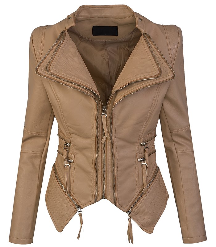 Damen Kunstleder Jacke Biker-Style D-305