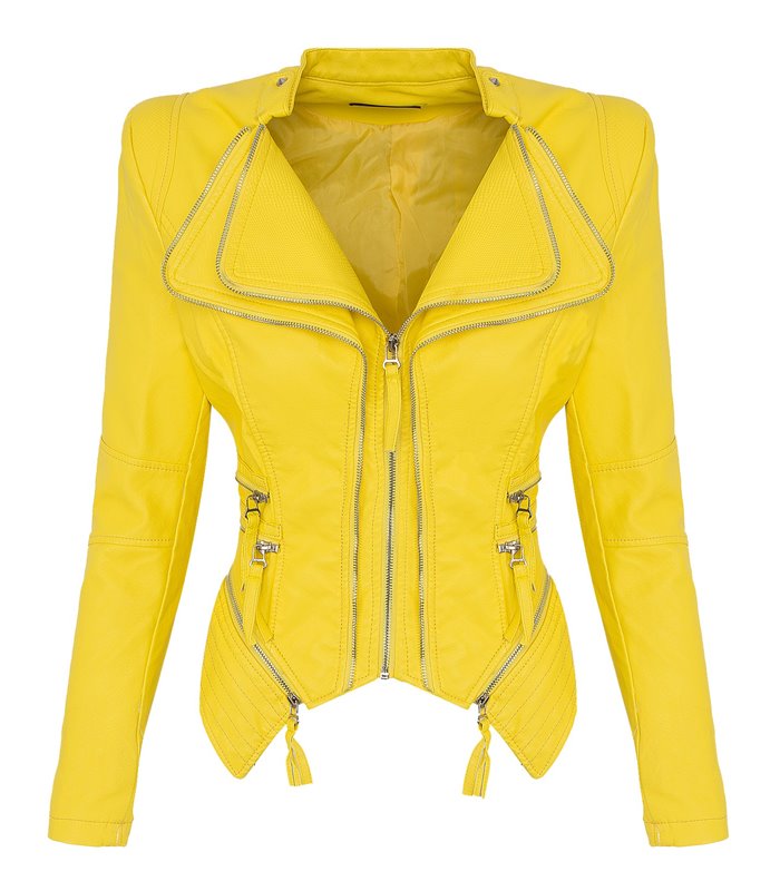 Damen Kunstleder Jacke Biker-Style D-305