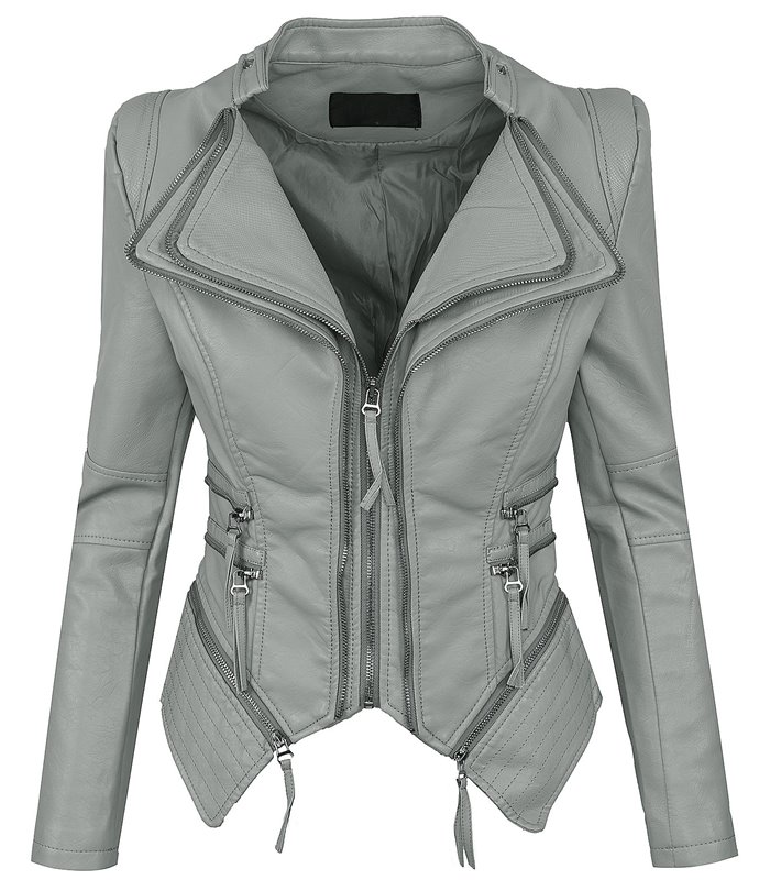 Damen Kunstleder Jacke Biker-Style D-305