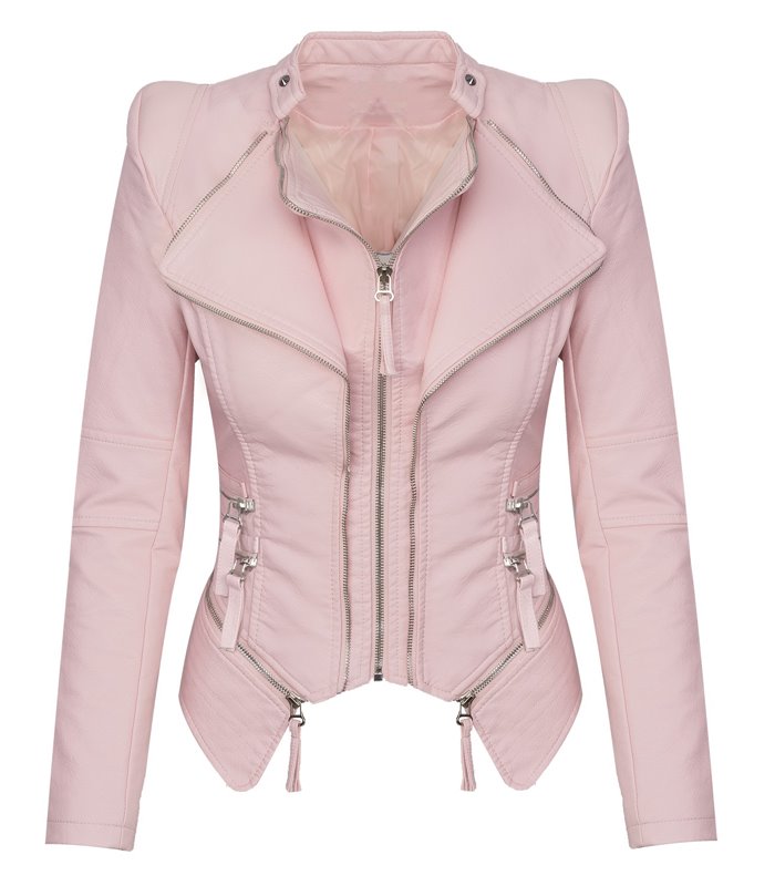 Damen Kunstleder Jacke Biker-Style D-305