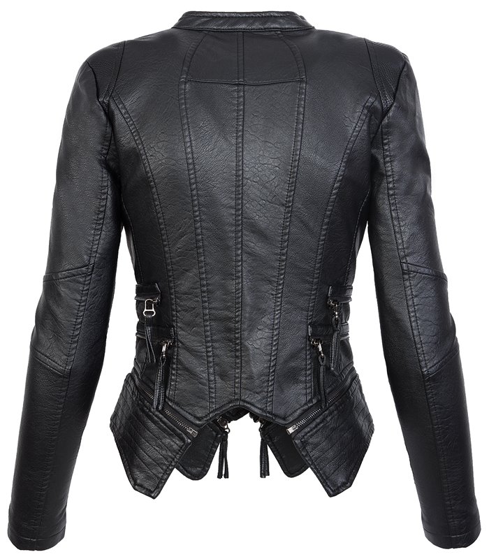 Damen Kunstleder Jacke Biker-Style D-305