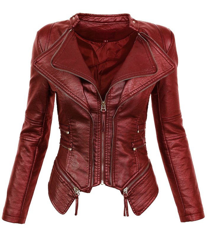 Damen Kunstleder Jacke Biker-Style D-305
