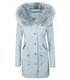 Damen Wintermantel mit Kapuze Kunstfellkragen D-306