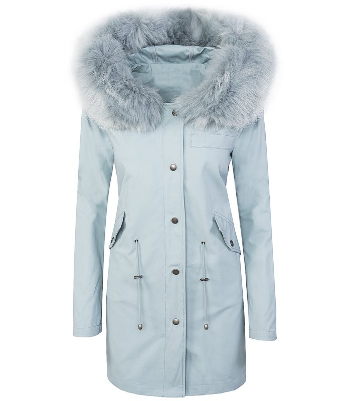 Designer DamenMantel Kapuze Fellkragen Damenjacke D-306