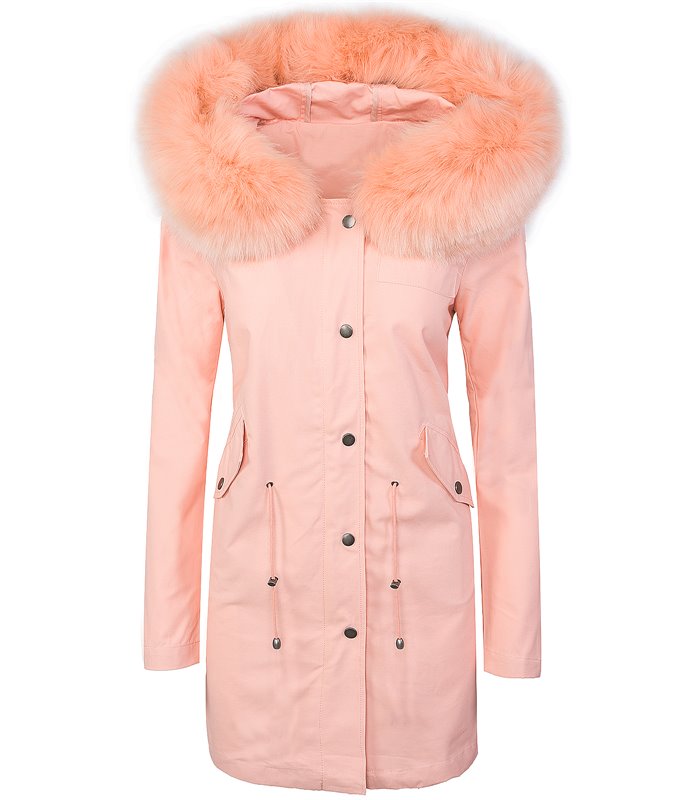 Designer DamenMantel Kapuze Fellkragen Damenjacke D-306