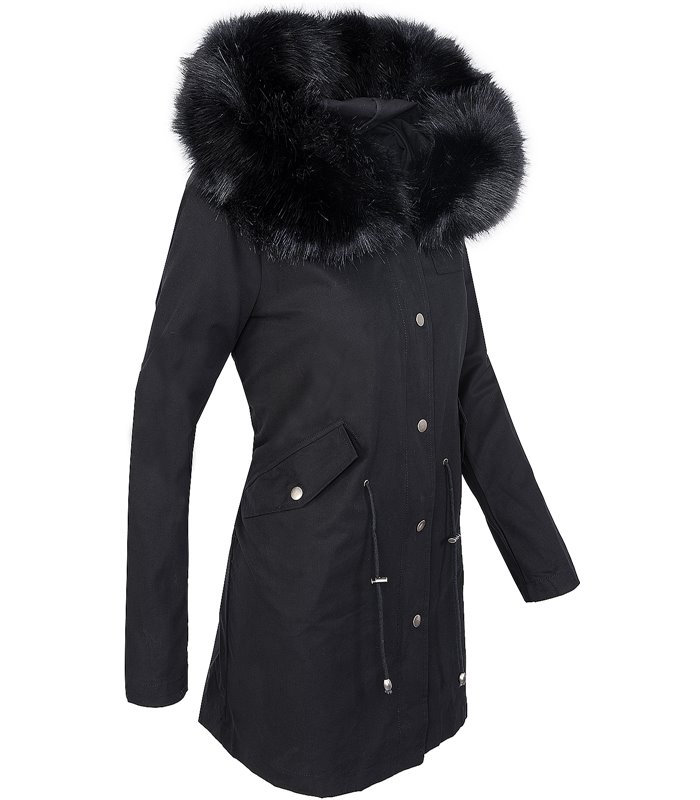 Designer DamenMantel Kapuze Fellkragen Damenjacke D-306