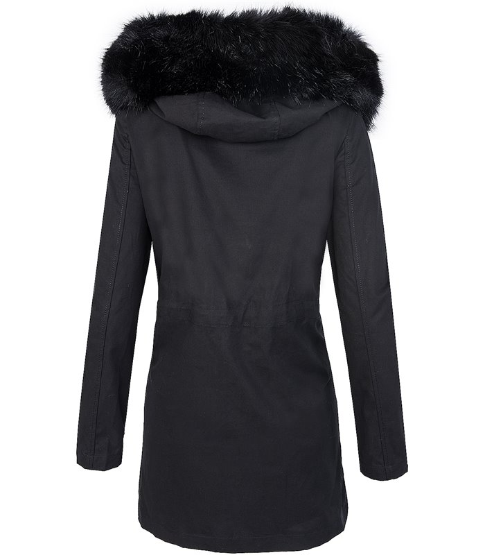 Designer DamenMantel Kapuze Fellkragen Damenjacke D-306