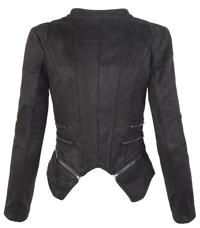Damen Designer Kunstlederoptik Biker-Style D-307