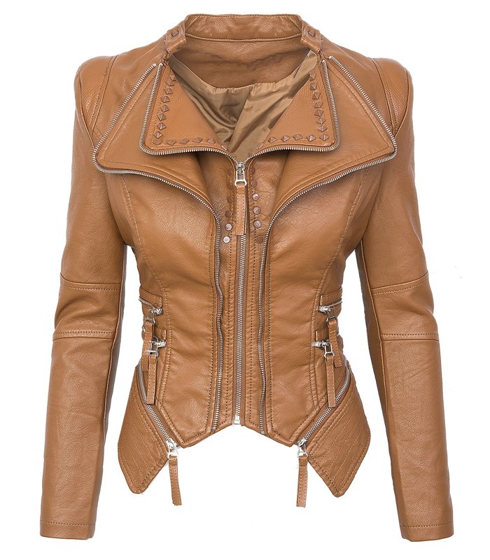 Damen Kunstleder Jacke Biker-Style D-311