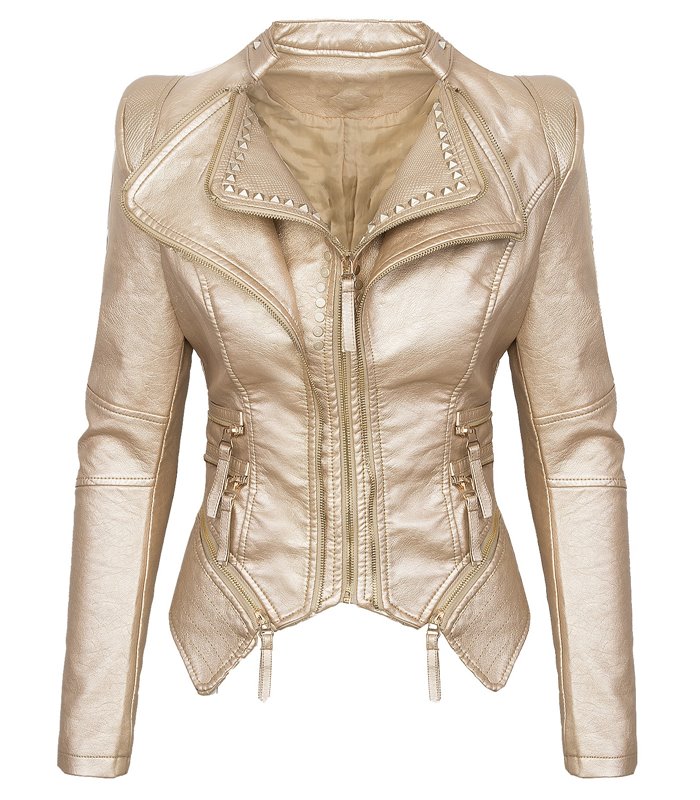 Damen Kunstleder Jacke Biker-Style D-311