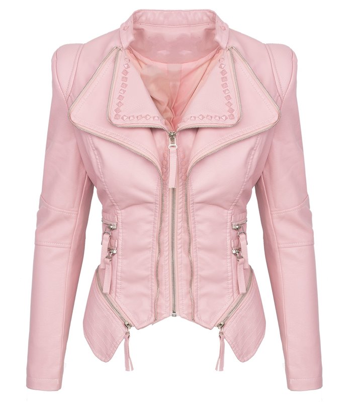 Damen Kunstleder Jacke Biker-Style D-311