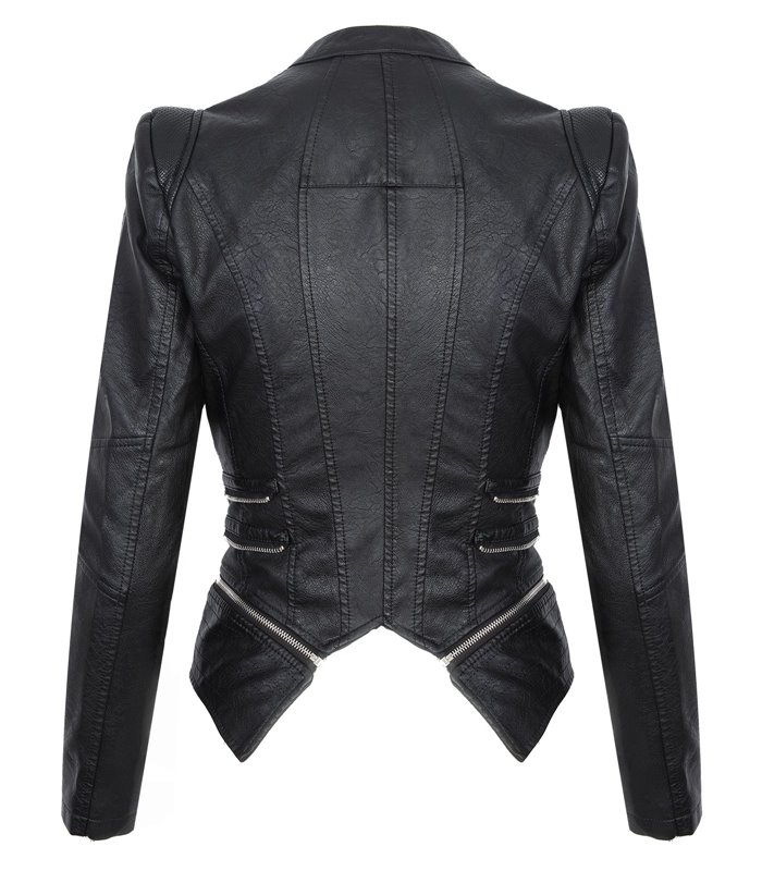Damen Kunstleder Jacke Biker-Style D-311