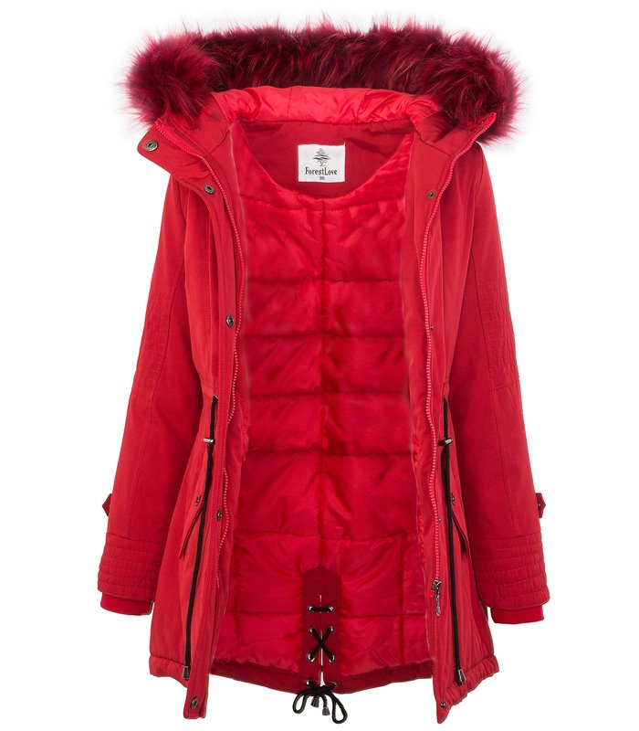 Damen Jacke Winterjacke Parka Kunstfell Kapuze gefüttert Mantel Damenjacke