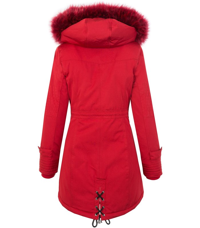 Damen Jacke Winterjacke Parka Kunstfell Kapuze gefüttert Mantel Damenjacke