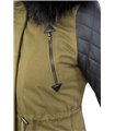 Damen Winterjacke Parka Kunstlederärmel D-348