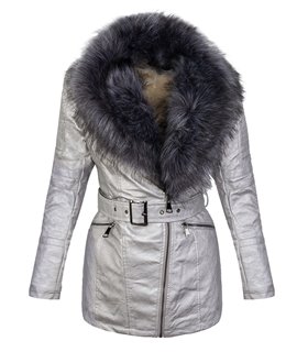 Damen Kunstledermantel Winterjacke Teddyfell D-353 