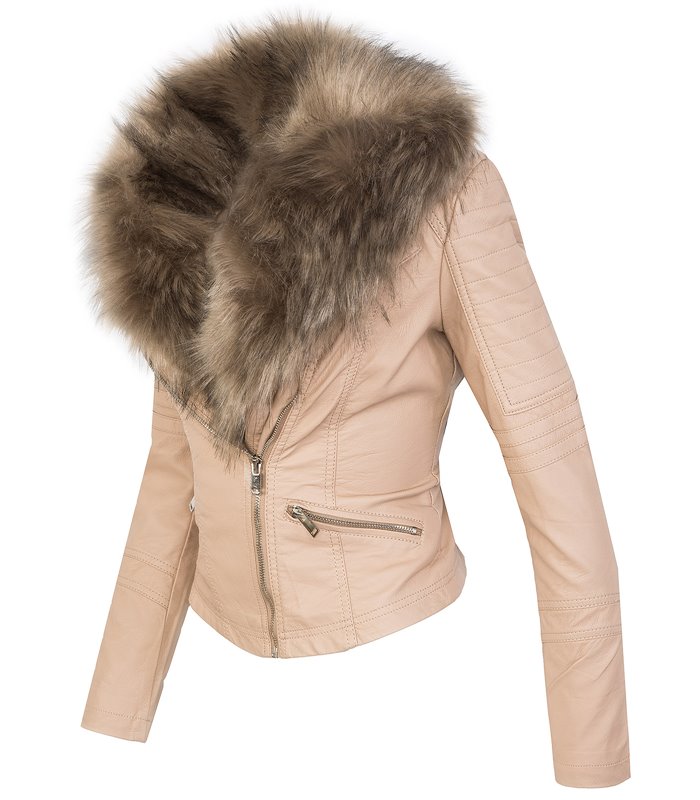 Designer Damen Winter Jacke elegant Kunstfellkragen Übergangsjacke