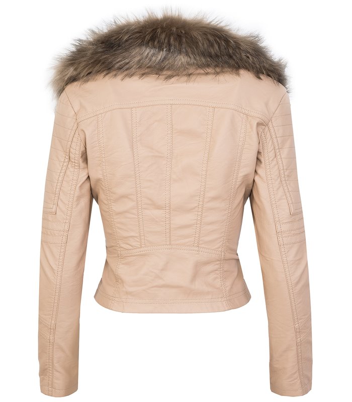 Designer Damen Winter Jacke elegant Kunstfellkragen Übergangsjacke