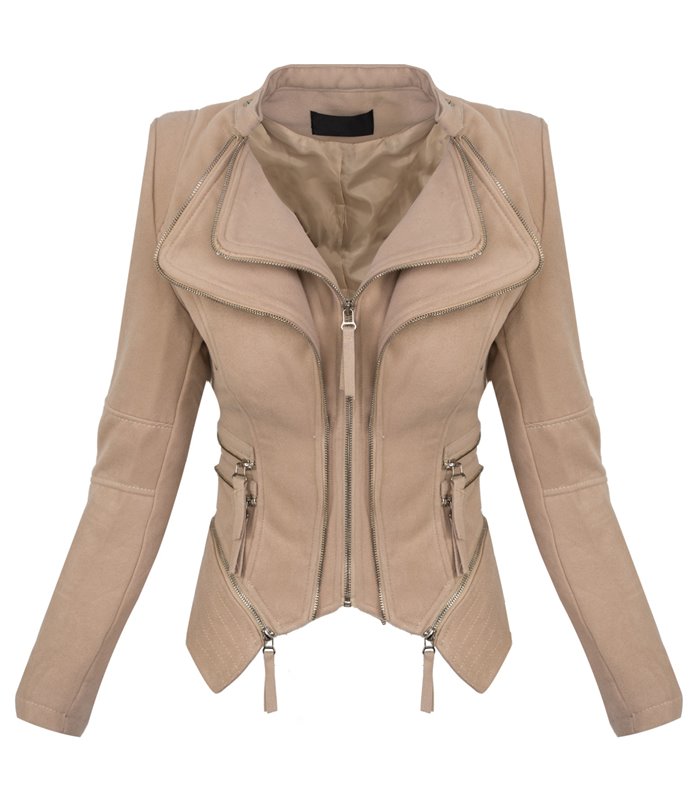 Damen Biker Jacke Sommer Übergangs Stoff Jacket
