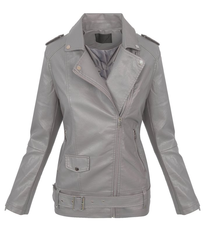 Designer Damen Kunstleder Jacke Übergangsjacke Lederoptik Mantel