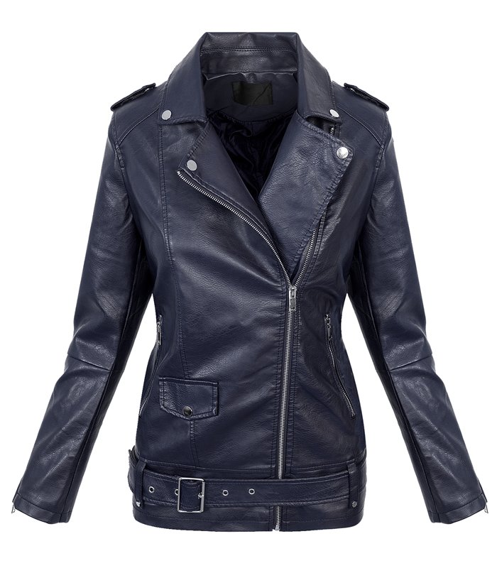Designer Damen Kunstleder Jacke Übergangsjacke Lederoptik Mantel