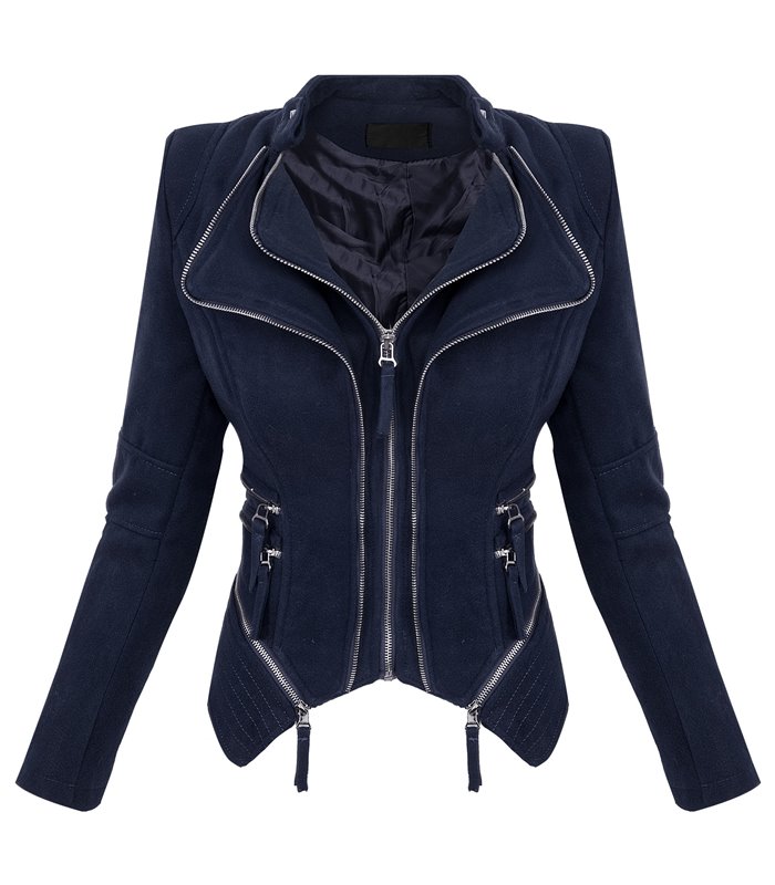 Damen Biker Jacke Sommer Übergangs Stoff Jacket