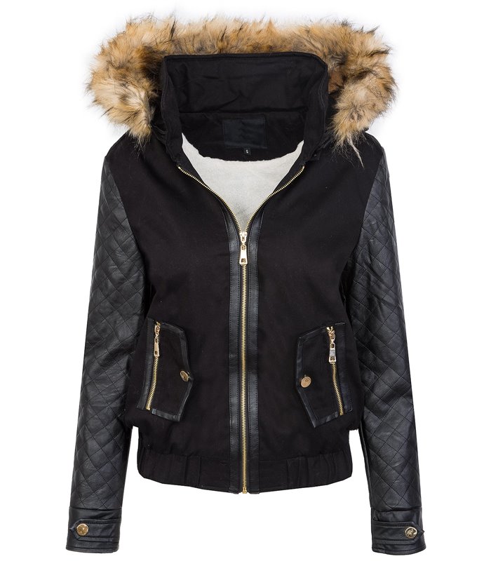 Damen winter jacke teddyfell futter parka kunstlede ärmel warm winterjacke D-360