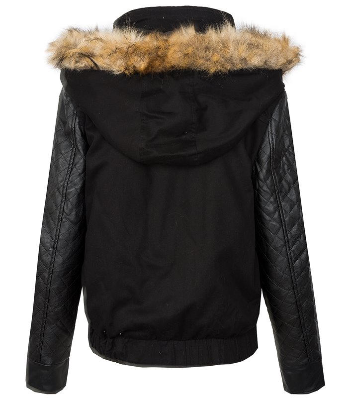 Damen winter jacke teddyfell futter parka kunstlede ärmel warm winterjacke D-360