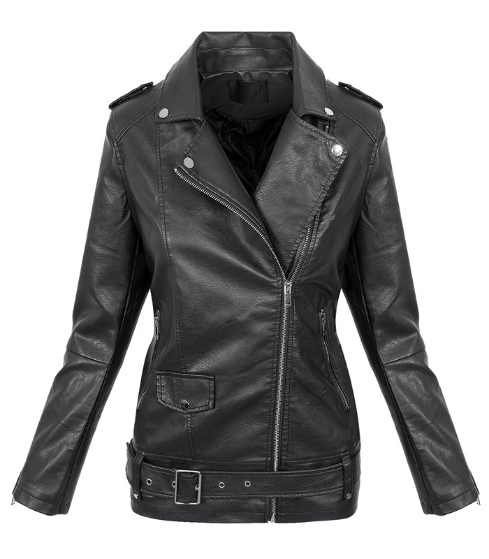Designer Damen Kunstleder Jacke Übergangsjacke Lederoptik Mantel
