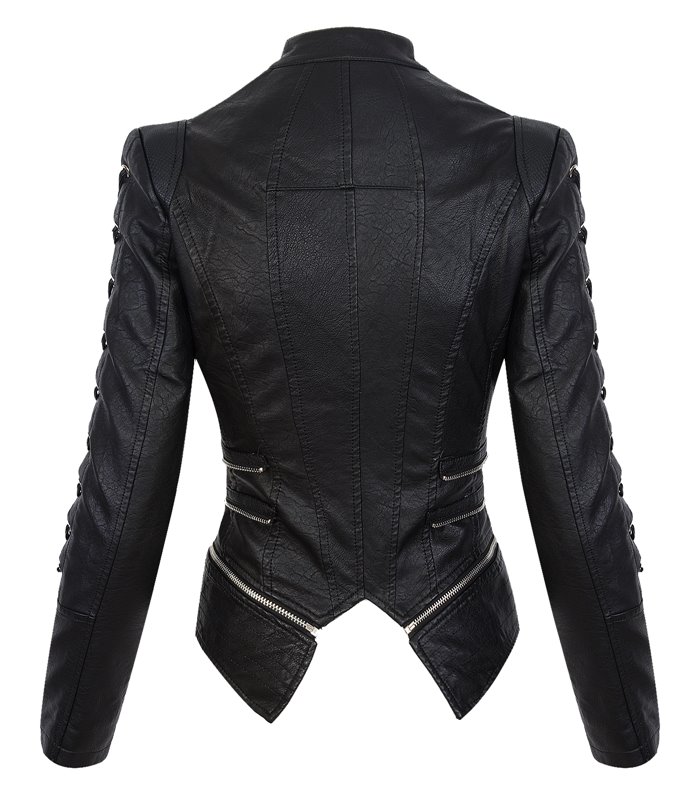 Rock Creek Damen Kunstlederjacke mit Wasserfallkragen D-365