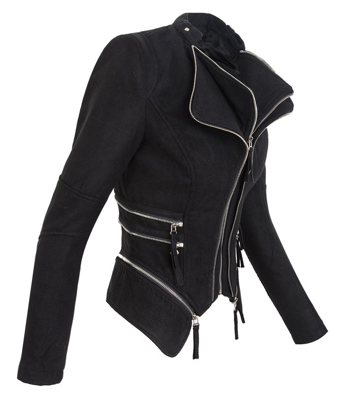 Damen Biker Jacke Sommer Übergangs Stoff Jacket