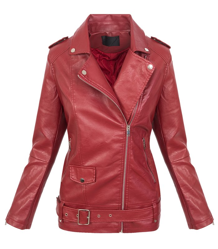 Designer Damen Kunstleder Jacke Übergangsjacke Lederoptik Mantel