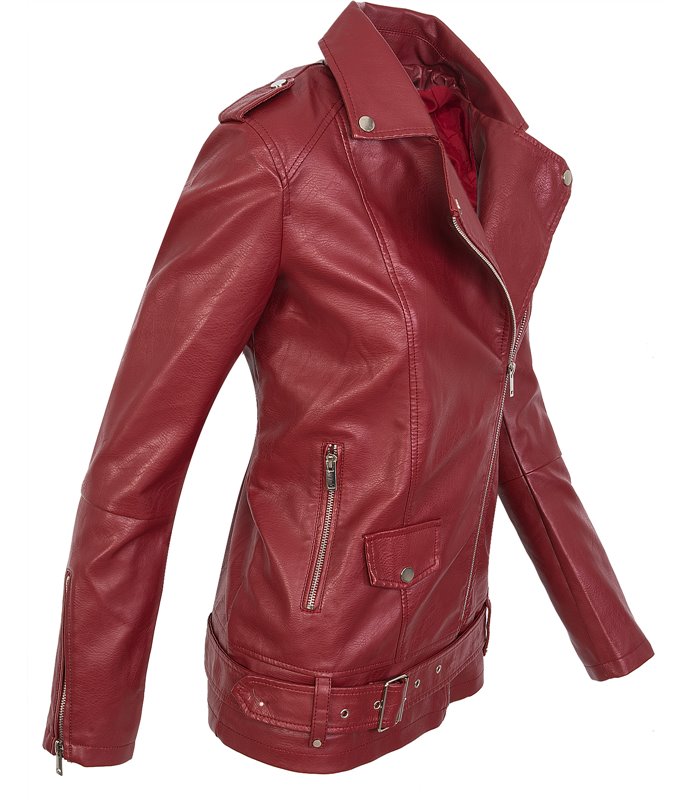 Designer Damen Kunstleder Jacke Übergangsjacke Lederoptik Mantel