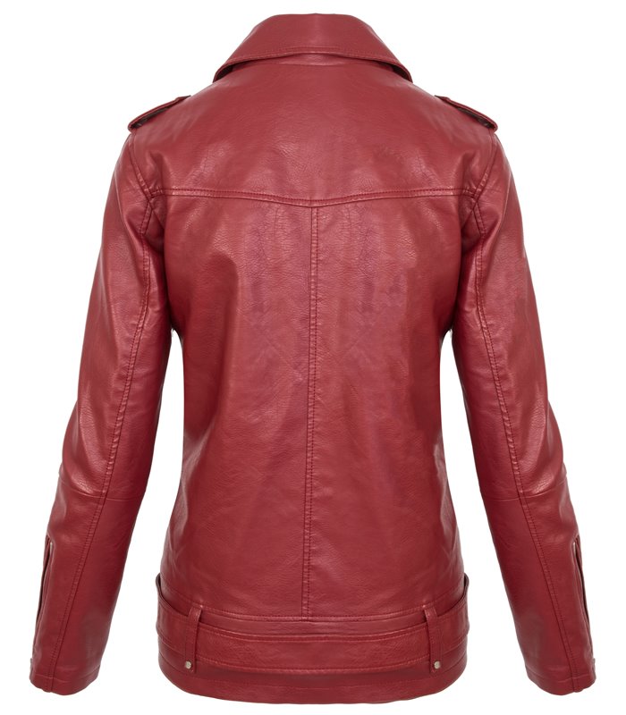 Designer Damen Kunstleder Jacke Übergangsjacke Lederoptik Mantel