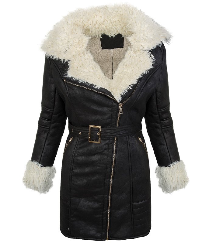 Designer Damen Wintermantel Wildlederoptik Mantel Pilotenjacke warm