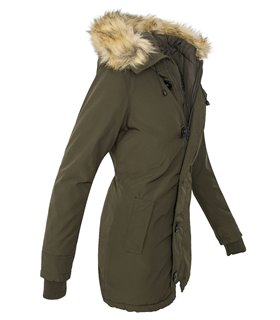 Damen Winterjacke Mantel Kunstfellkragen Parka Outdoor warm D-374