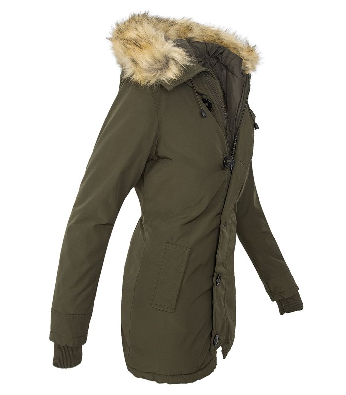 Damen Winterjacke Mantel Kunstfellkragen Parka Outdoor warm D-374