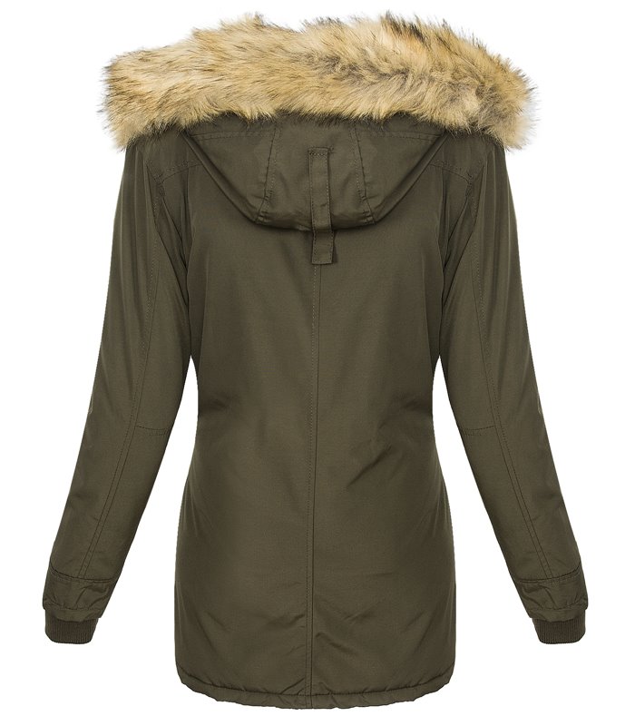 Damen Winterjacke Mantel Kunstfellkragen Parka Outdoor warm D-374
