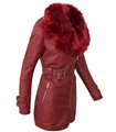 Damen Wintermantel Kunstlederjacke Kunstfell Kragen Jacke D-378