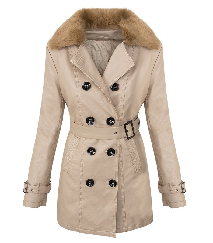 Damen Designer Wintermantel Jacke Winterjacke Kunstleder Parka 