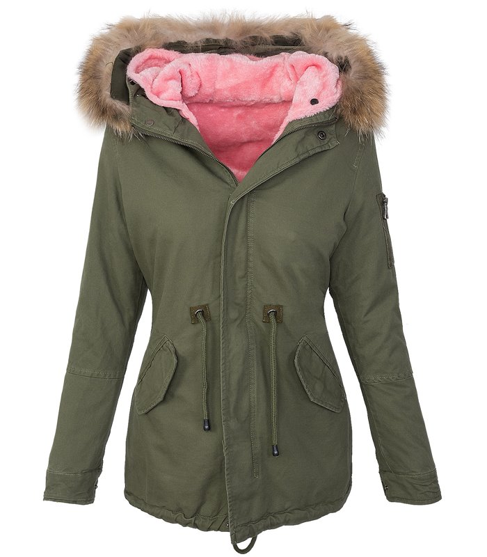 Designer Damen Parka Winter Jacke Mantel gefüttert Damenjacke Echt-Pelz 