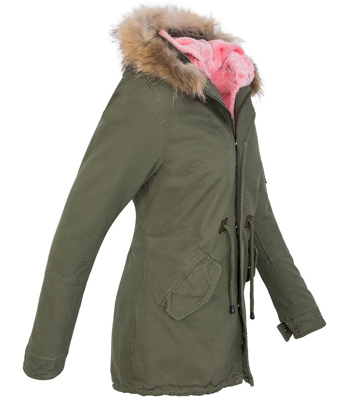 Designer Damen Parka Winter Jacke Mantel gefüttert Damenjacke Echt-Pelz 