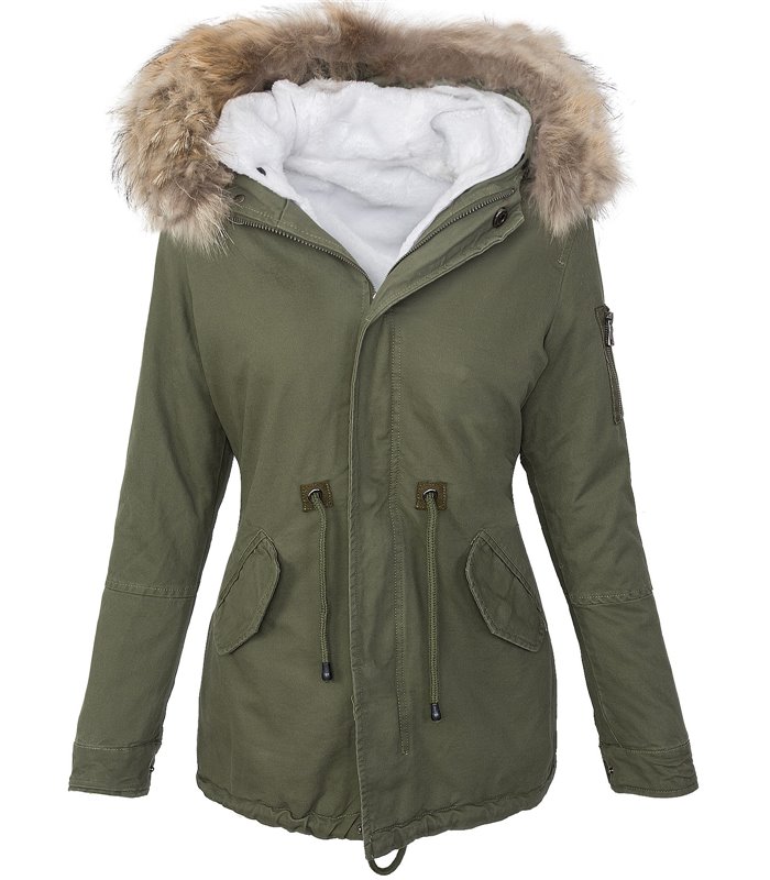 Designer Damen Parka Winter Jacke Mantel gefüttert Damenjacke Echt-Pelz 